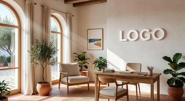 Psychologist Mediterranean Creative Space Professional Virtual Office Background for Video Calls - Legal