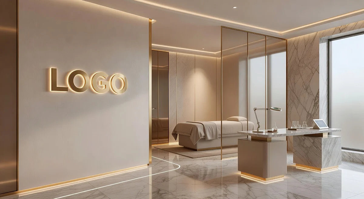 Medical Spa Opulent Design Lab Branded Virtual Office Background with Company Logo - Healthcare