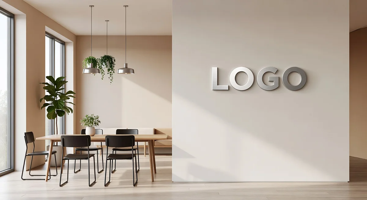 Creative Agency Sleek Creative Space Branded Virtual Office Background with Company Logo - Startup