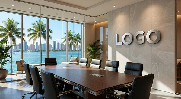 Miami Private Equity Executive Conference Room Professional Virtual Office Background for Video Calls - Executive