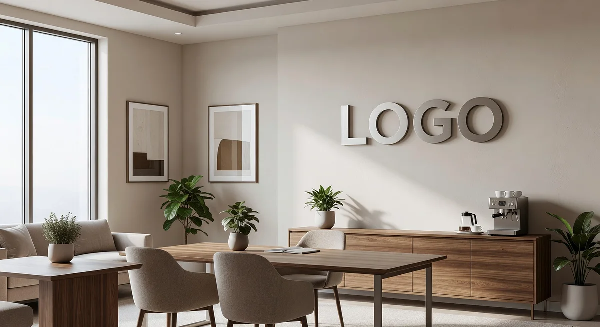 Management Consulting Comfortable Suite Branded Virtual Office Background with Company Logo - Finance