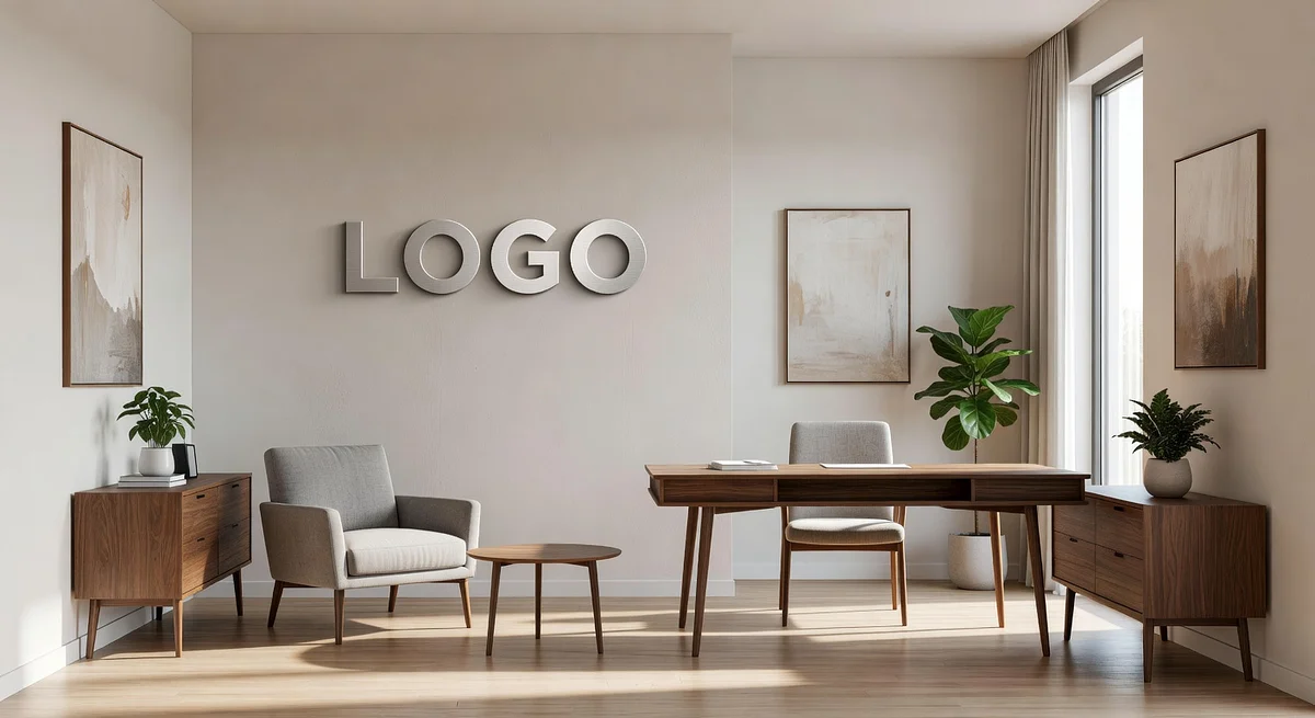 Psychologist Transitional Home Office Branded Virtual Office Background with Company Logo - Corporate