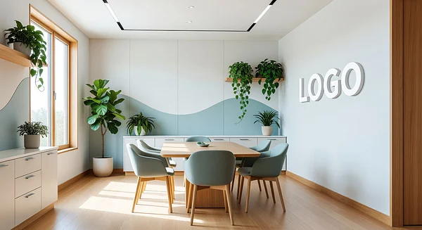 Dental Biophilic Meeting Room Professional Virtual Office Background for Video Calls - Real Estate