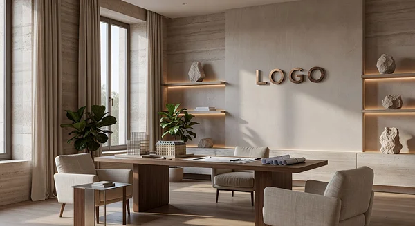 Paris Architecture Firm Earthy Workspace Professional Virtual Office Background for Video Calls - Office