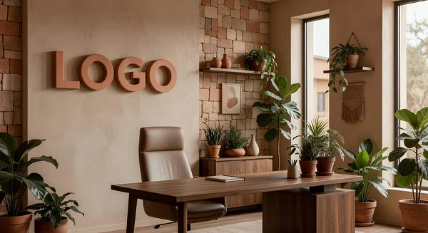 Marketing Agency Earthy Study Professional Virtual Office Background for Video Calls - Minimalist