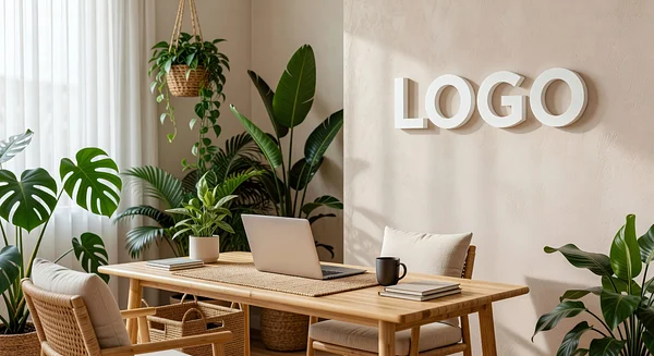 Mortgage Tropical Studio Professional Virtual Office Background for Video Calls - Startup