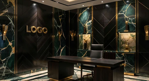 Private Equity Art Deco Studio Professional Virtual Office Background for Video Calls - Healthcare