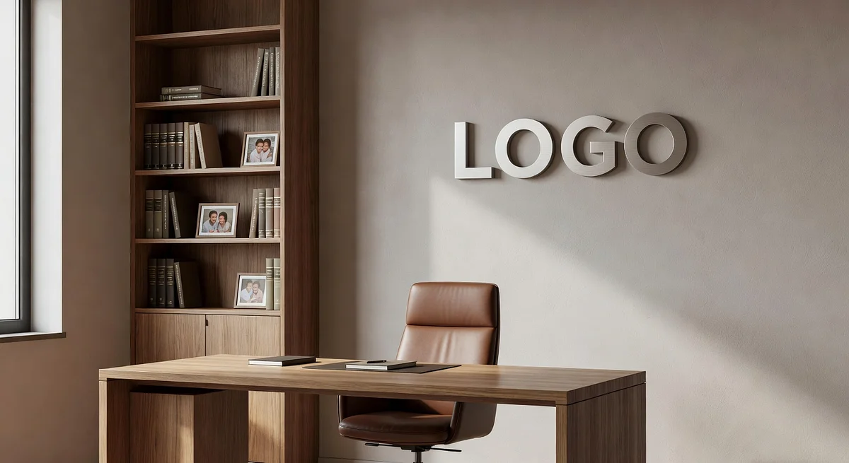 Family Law Minimalist Study Branded Virtual Office Background with Company Logo - Modern