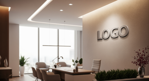 Modern Realty Office Branded Virtual Office Background with Company Logo - Real Estate