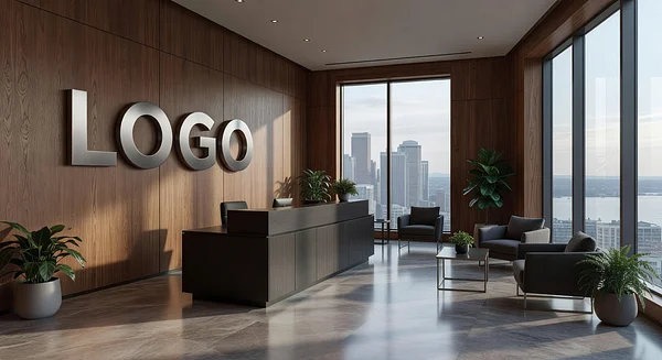 Seattle Real Estate Classic Lobby Professional Virtual Office Background for Video Calls - Vintage