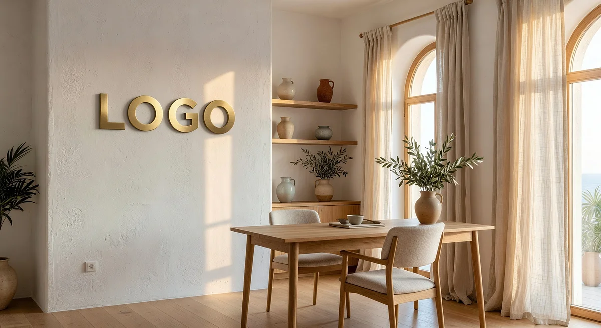 Headhunter Mediterranean Home Office Branded Virtual Office Background with Company Logo - Executive