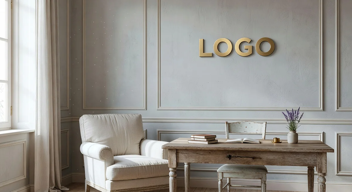 Therapist French Provincial Design Lab Branded Virtual Office Background with Company Logo - Startup