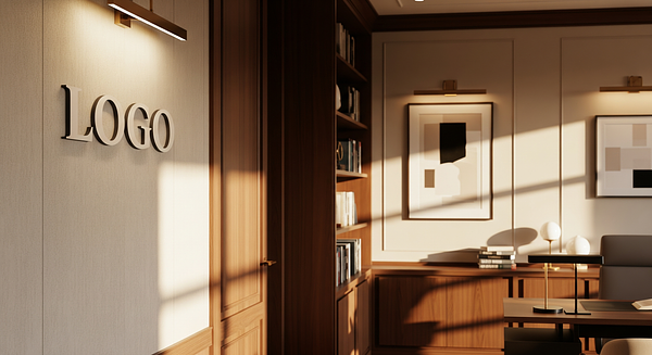 Elegant Legal Chamber Branded Virtual Office Background with Company Logo - Legal