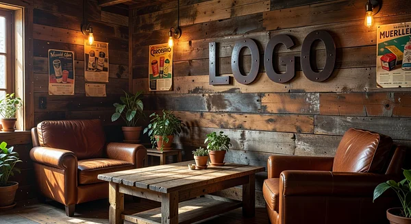 Advertising Rustic Lounge Professional Virtual Office Background for Video Calls - Healthcare