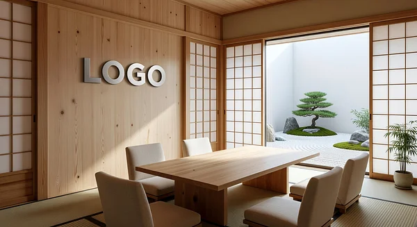 Physician Japanese Zen Meeting Room Professional Virtual Office Background for Video Calls - Modern