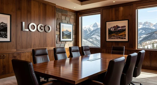 Colorado Life Coach Opulent Boardroom Professional Virtual Office Background for Video Calls - Vintage