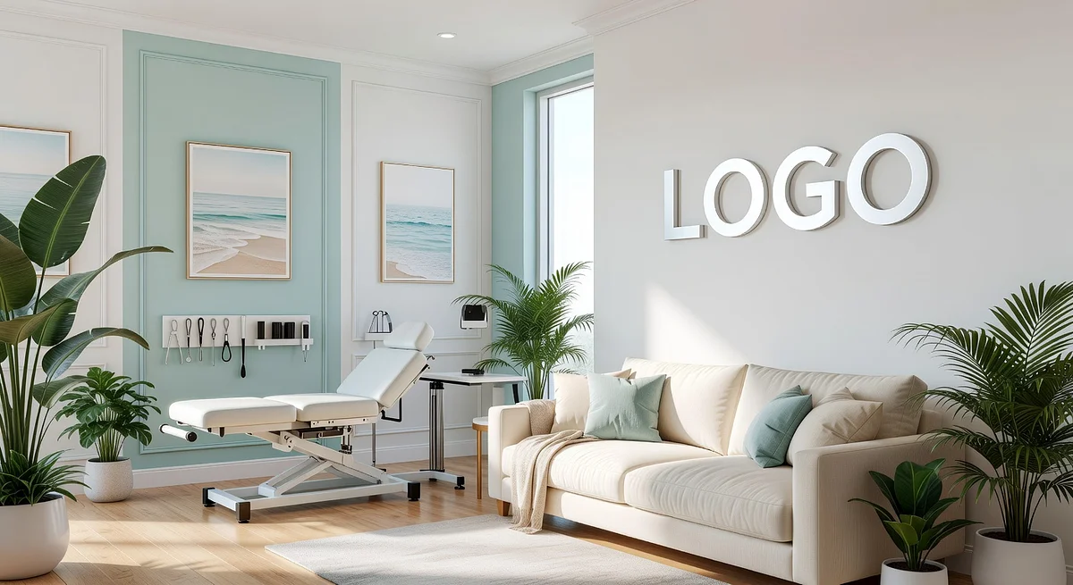 Miami Chiropractor Inviting Parlor Branded Virtual Office Background with Company Logo - Legal