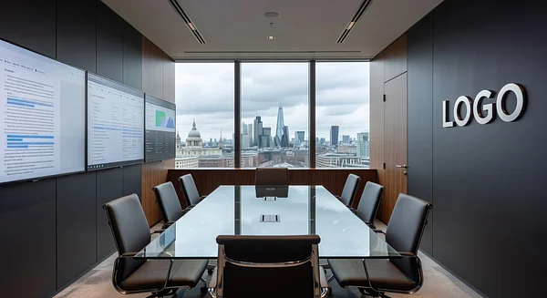 London Corporate Law Modern War Room Professional Virtual Office Background for Video Calls - Startup