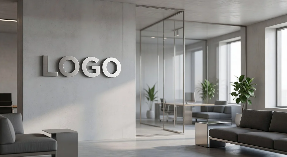 Tech Startup Sophisticated Office Branded Virtual Office Background with Company Logo - Vintage