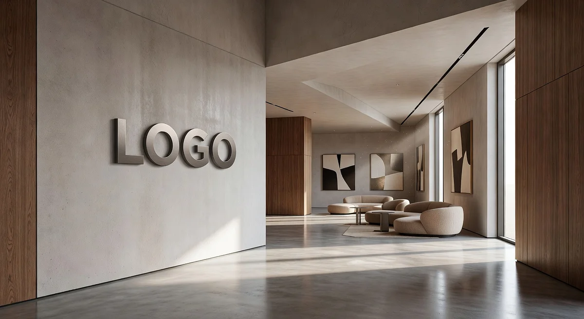 Strategy Artistic Foyer Branded Virtual Office Background with Company Logo - Creative