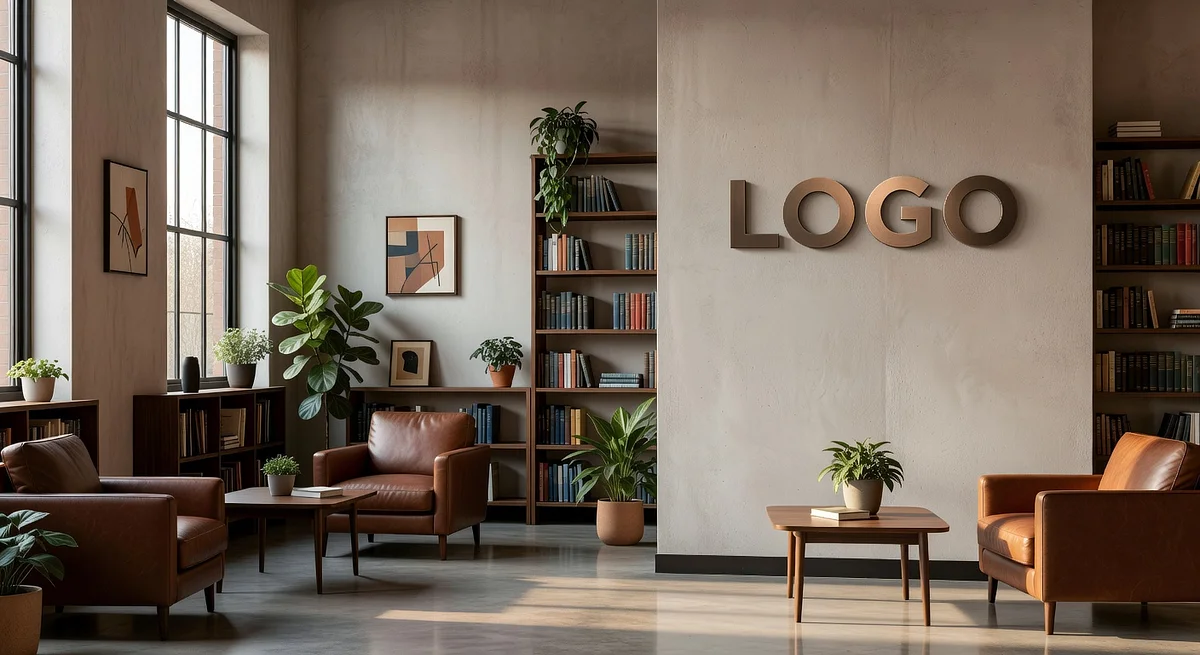 University Urban Parlor Branded Virtual Office Background with Company Logo - Corporate