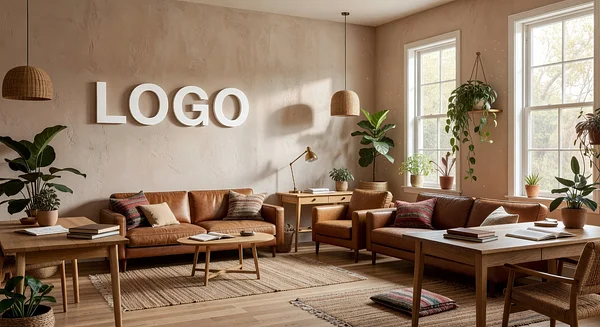 California Creative Agency Bohemian Parlor Professional Virtual Office Background for Video Calls - Real Estate