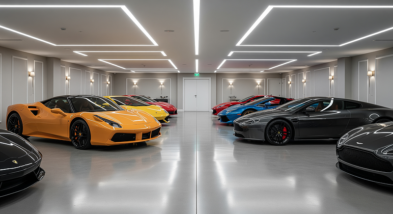 Expensive Cars Garage Professional Virtual Office Background for Video Calls