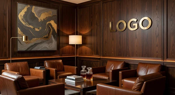 Private Equity Classic Lounge Professional Virtual Office Background for Video Calls - Modern