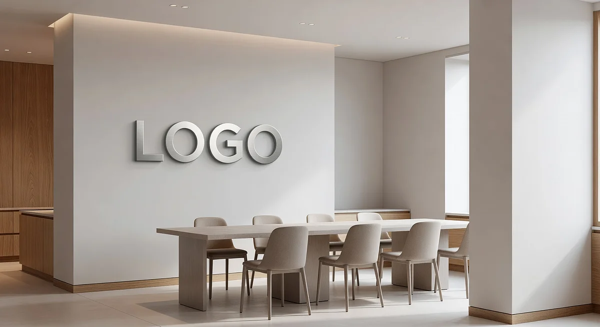 Executive Education Minimalist Salon Branded Virtual Office Background with Company Logo - Creative