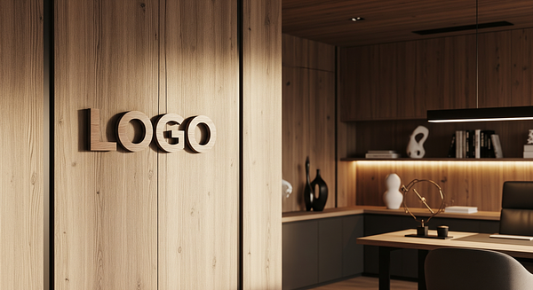 Rustic Elegance Branded Virtual Office Background with Company Logo - Creative