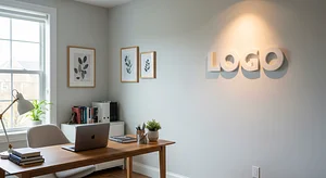 Modern Home Office Glow Corporate Virtual Office Background