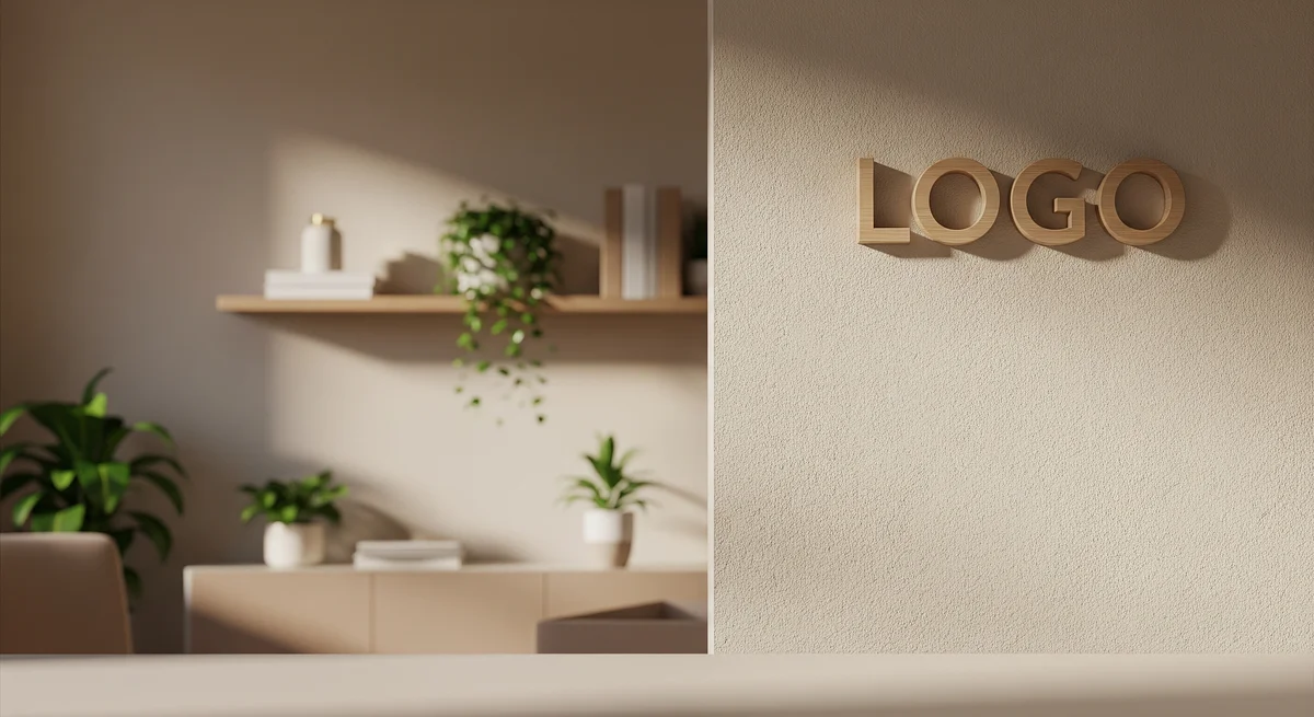 Golden Warmth Workspace Branded Virtual Office Background with Company Logo - Creative