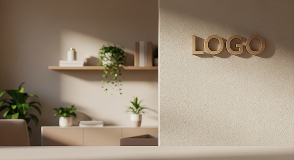 Golden Warmth Workspace Branded Virtual Office Background with Company Logo - Creative