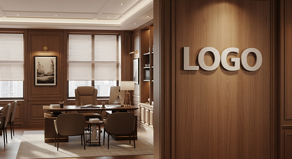 New York Legal Office Branded Virtual Office Background with Company Logo - Legal