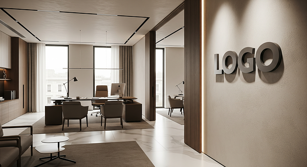 Italian Corporate Elegance Branded Virtual Office Background with Company Logo - Corporate