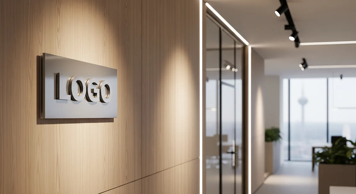 Modern Consulting Office Branded Virtual Office Background with Company Logo - Real Estate