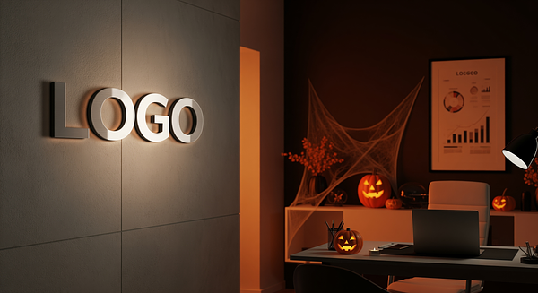 Haunted Office Elegance Branded Virtual Office Background with Company Logo - Seasonal