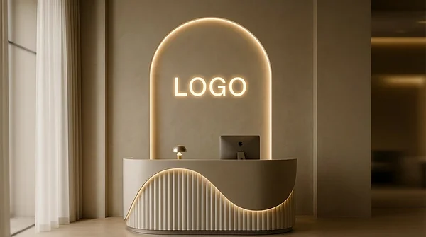 Sculpted Reception Arch Professional Virtual Office Background for Video Calls - Real Estate