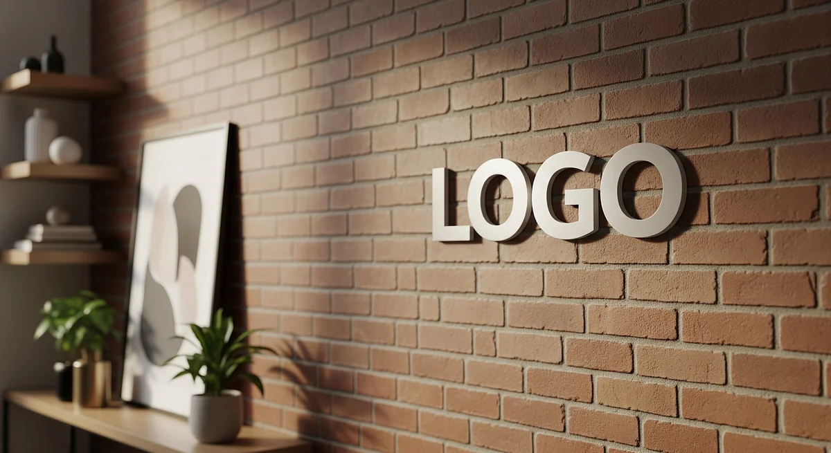 Modern Brick Focus Branded Virtual Office Background with Company Logo - Corporate