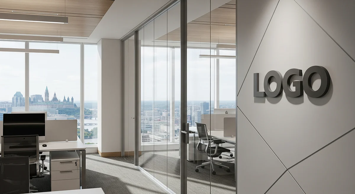 Ottawa Office View Branded Virtual Office Background with Company Logo - Corporate