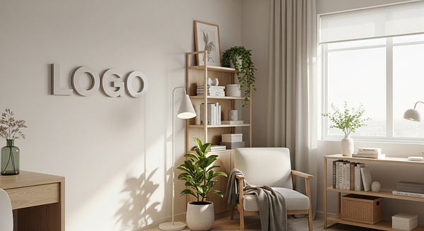 Serene Therapy Space Branded Virtual Office Background with Company Logo - Creative