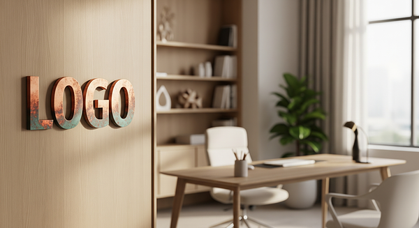 Elegant Growth Studio Branded Virtual Office Background with Company Logo - Executive