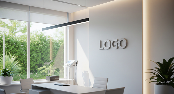 Medical Serenity View Branded Virtual Office Background with Company Logo - Finance