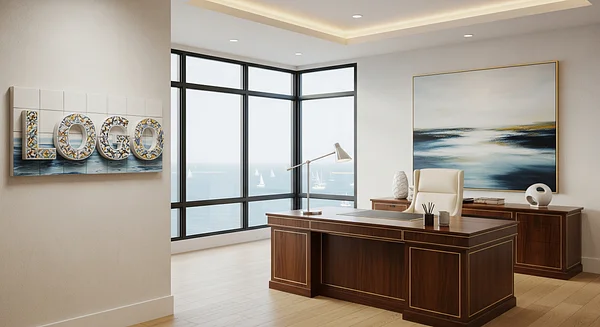 Harborview Executive Suite Professional Virtual Office Background for Video Calls - Corporate