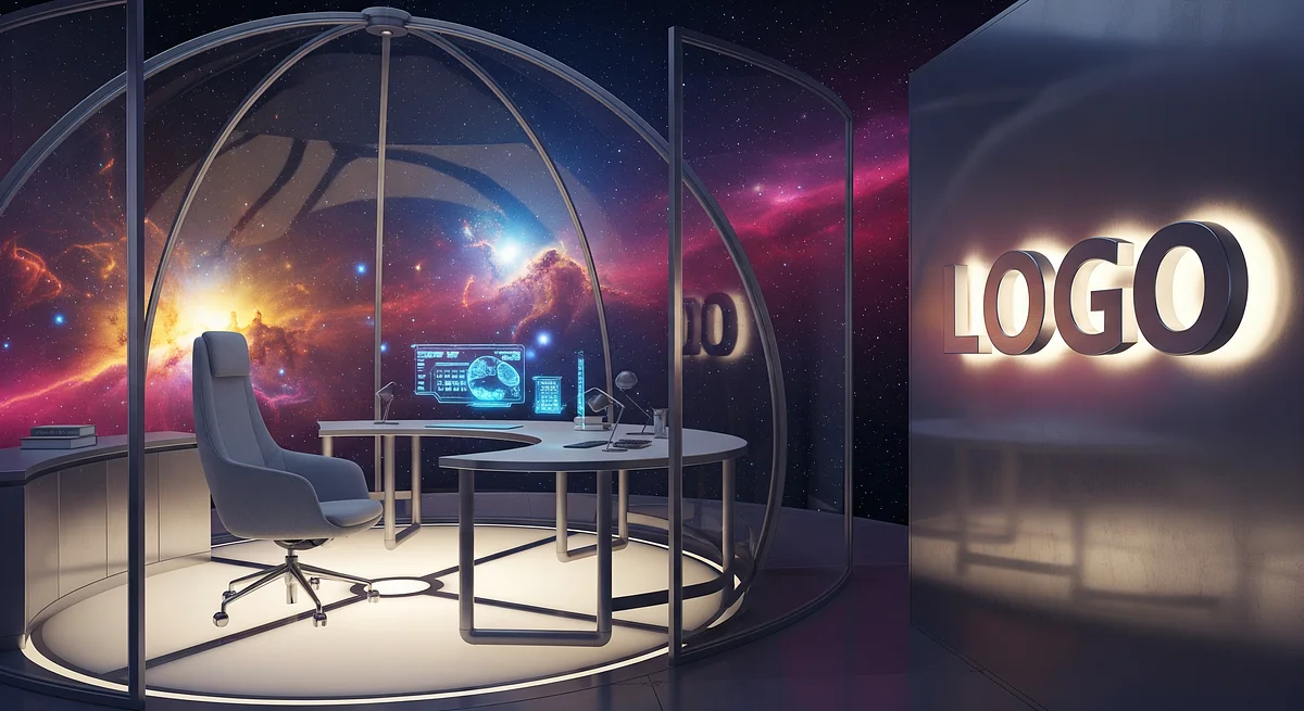 Celestial Drift Workspace Branded Virtual Office Background with Company Logo - Legal