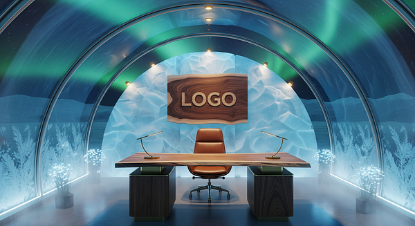 Aurora Glacier Observatory Branded Virtual Office Background with Company Logo - Corporate