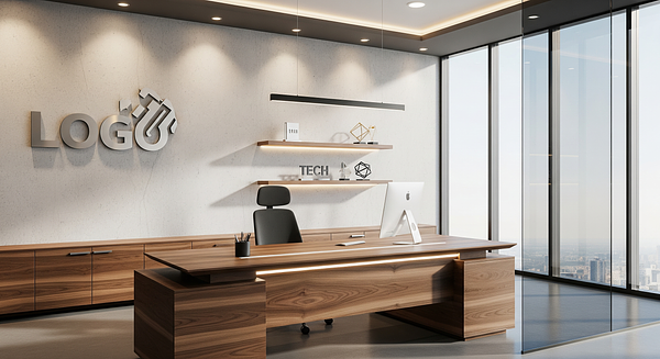 Aurora Tech Suite Branded Virtual Office Background with Company Logo - Executive