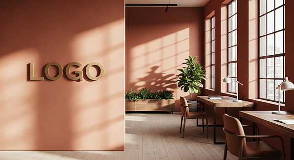 Professional branded background example - Sunlit Terracotta Strategy Loft style from Brand Wall Pro