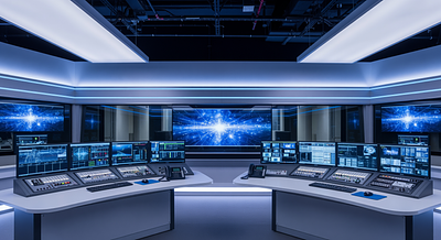 Broadcast Studio Control Professional Virtual Office Background