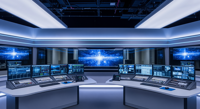 Broadcast Studio Control Professional Virtual Office Background for Video Calls